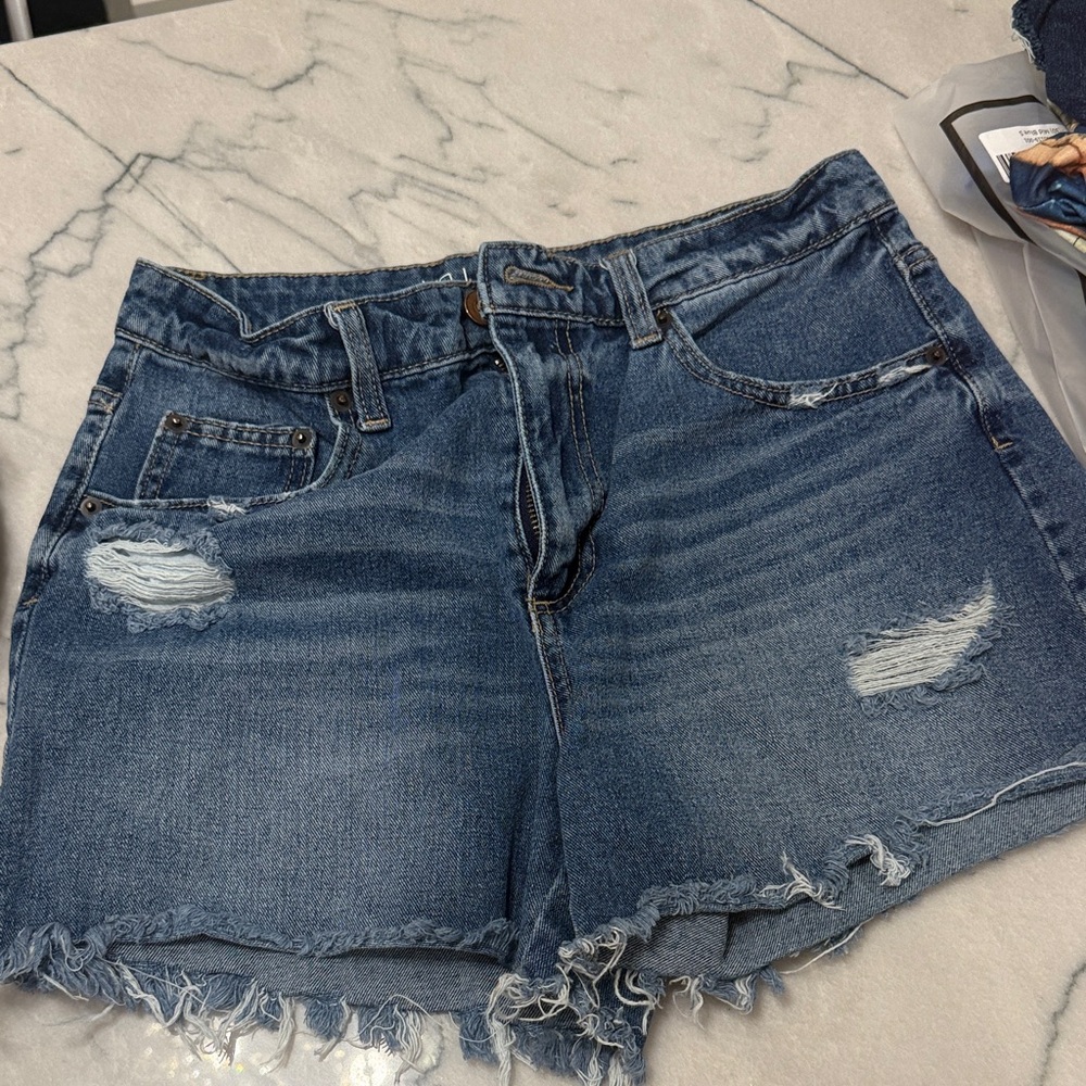 No Boundaries Blue Distressed Jean Shorts